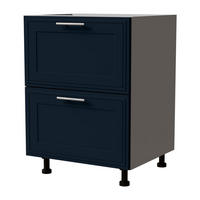 SCHUBLADENUNTERSCHRANK Salo D2/60 Grau / Indigo Matt 60 / 50 / 82cm - Blum Teilauszug - Dunkelblau/Grau, Holz/Holzwerkstoff (60/82/50cm) - Feldmann-Wohnen