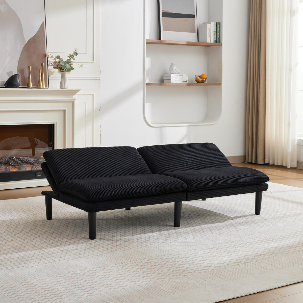 SCHLAFSOFA 167/43/67 cm in Schwarz Cord - Schwarz, Textil (86/67/168cm) - Oxeza