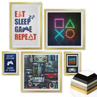 WANDBILDER 5er Set - 50x50 cm & 20x30 cm & 40x60 cm Goldrahmen - Spieleruntertitel - Goldfarben, Kunststoff (40/60cm) - ArtPrintCave