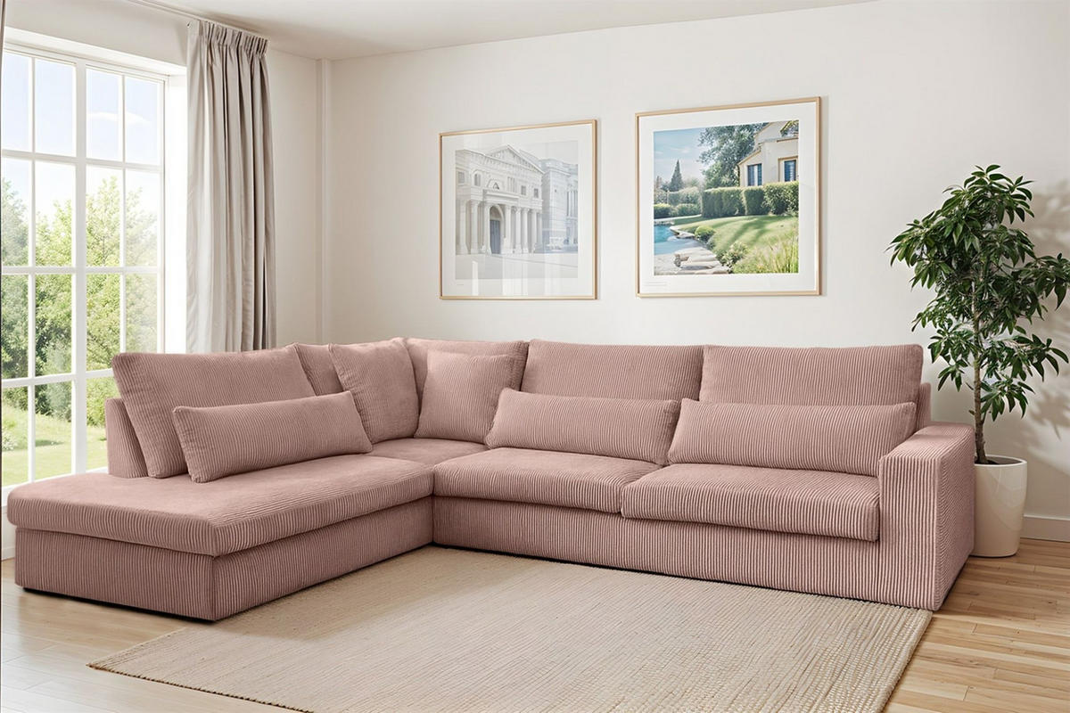 ECKSOFA Thora - Rosa, Holzwerkstoff/Textil (315/245cm) - Fun Möbel
