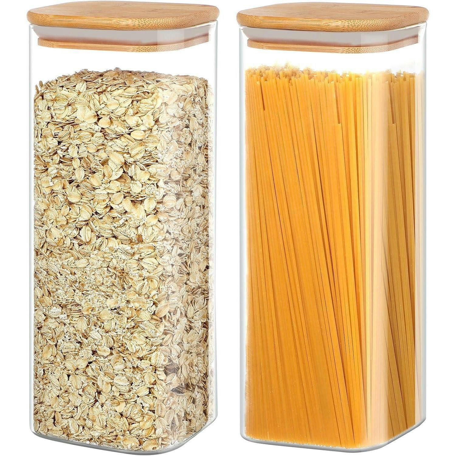 VORRATSGLÄSER 2er Set 2200ml Glas mit Bambusdeckel - Multicolor, Glas (10/10/26cm)