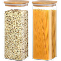 VORRATSGLÄSER 2er Set 2200ml Glas mit Bambusdeckel - Multicolor, Glas (10/10/26cm)