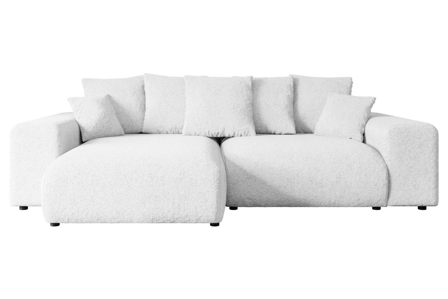 ECKSOFA mit Schlaffunktion und Bettkasten ESKAR-L 256x165x84cm Weiß Bouclé - Schwarz/Weiß, Holzwerkstoff/Kunststoff (165/256cm) - ALTDECOR