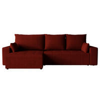 ECKSOFA Tico mit Bettkasten und Schlaffunktion, L-Form/XL-Form, Velourstoff, Universal - Weinrot, Holzwerkstoff (276/145cm) - 4ALL HOME