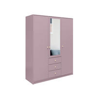 KLEIDERSCHRANK Rainbow Pflaume, dreitüriger Drehtürenschränk mit Spiegel und Schubladen - Pflaume, Holzwerkstoff (149/200/58cm) - Bettso