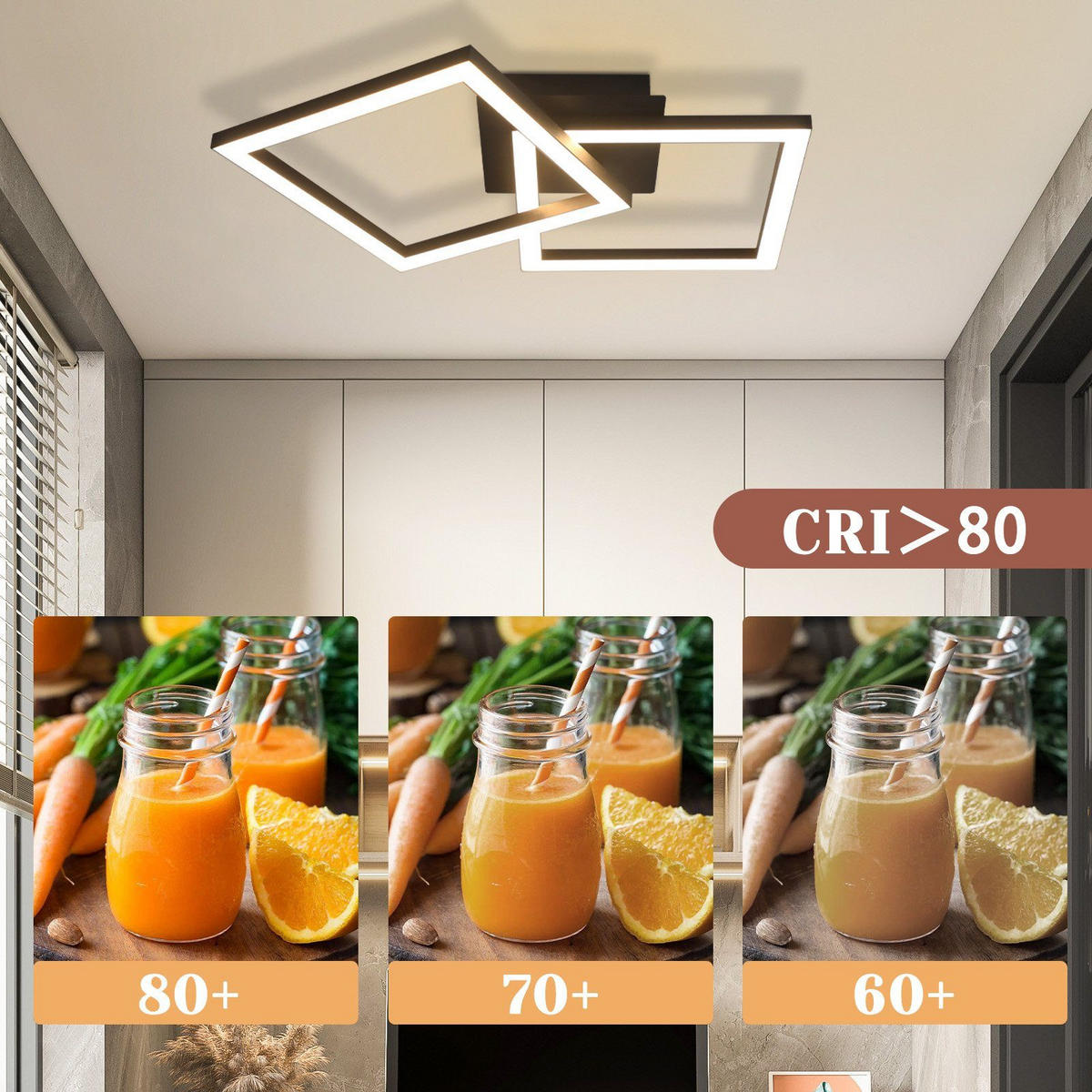 LED-DECKENLEUCHTE Eis 47/30/6 cm - Schwarz, Metall (29.5/6/47cm) - ZMH