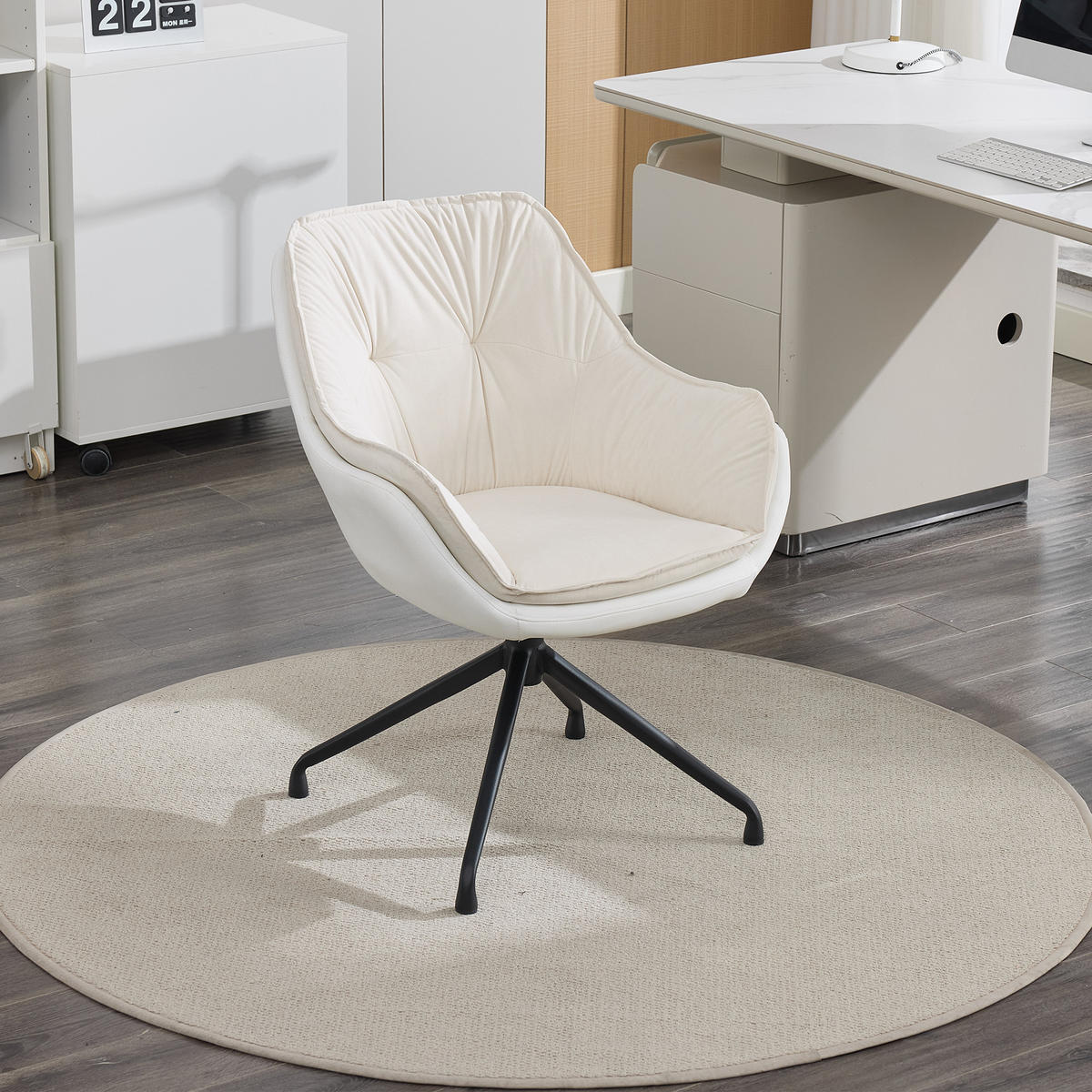 STUHL Kunstleder mit 360°-Drehfunktion, DE-42311, Beige - Beige, Metall (66/80/67.5cm) - ComfortXL