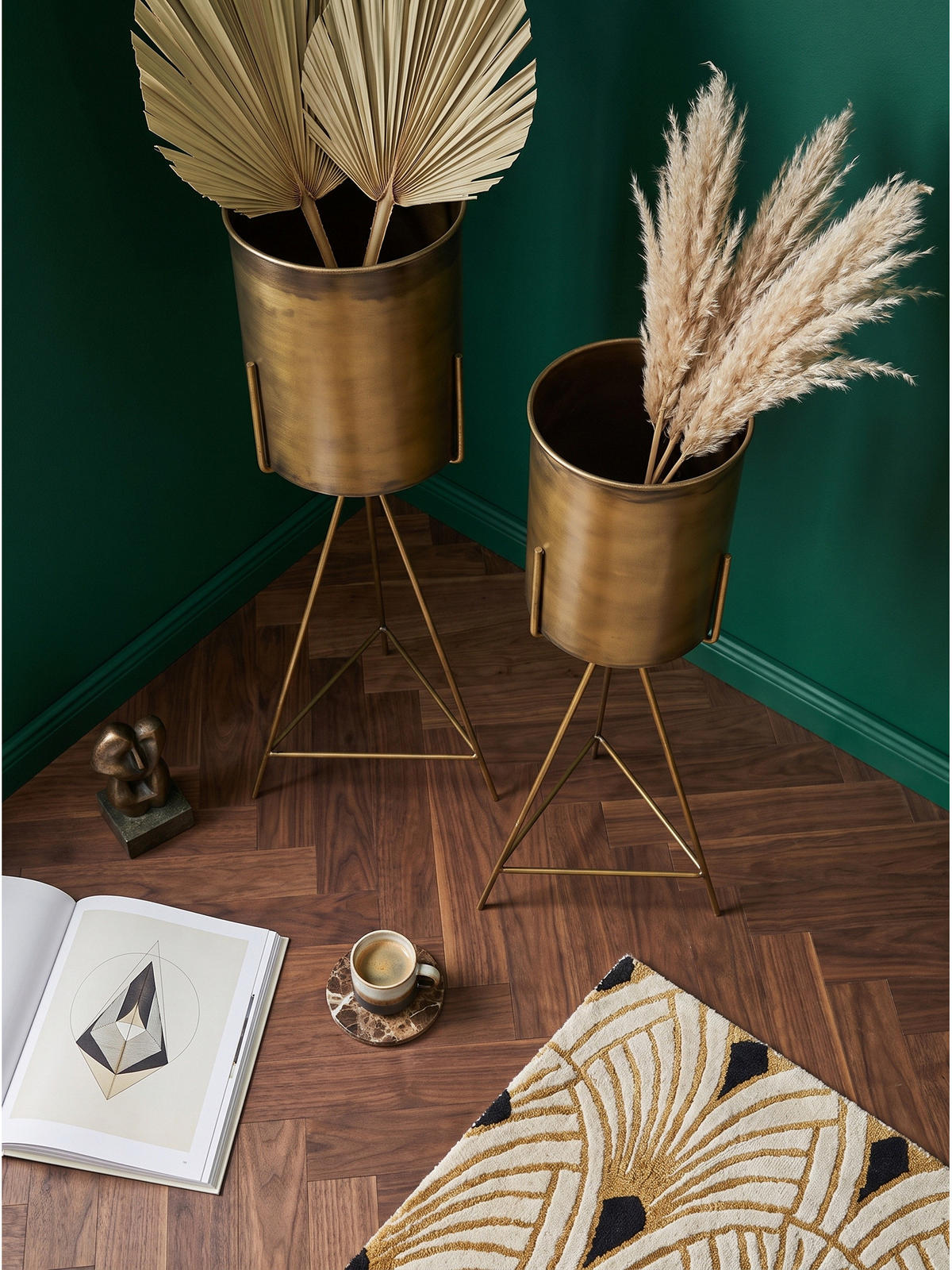 PFLANZENSTÄNDER 2er-Set PONZA, Eisen, Gold, Ø 32 x 89 cm - Goldfarben, Metall (32/89/32cm) - KADIMA DESIGN