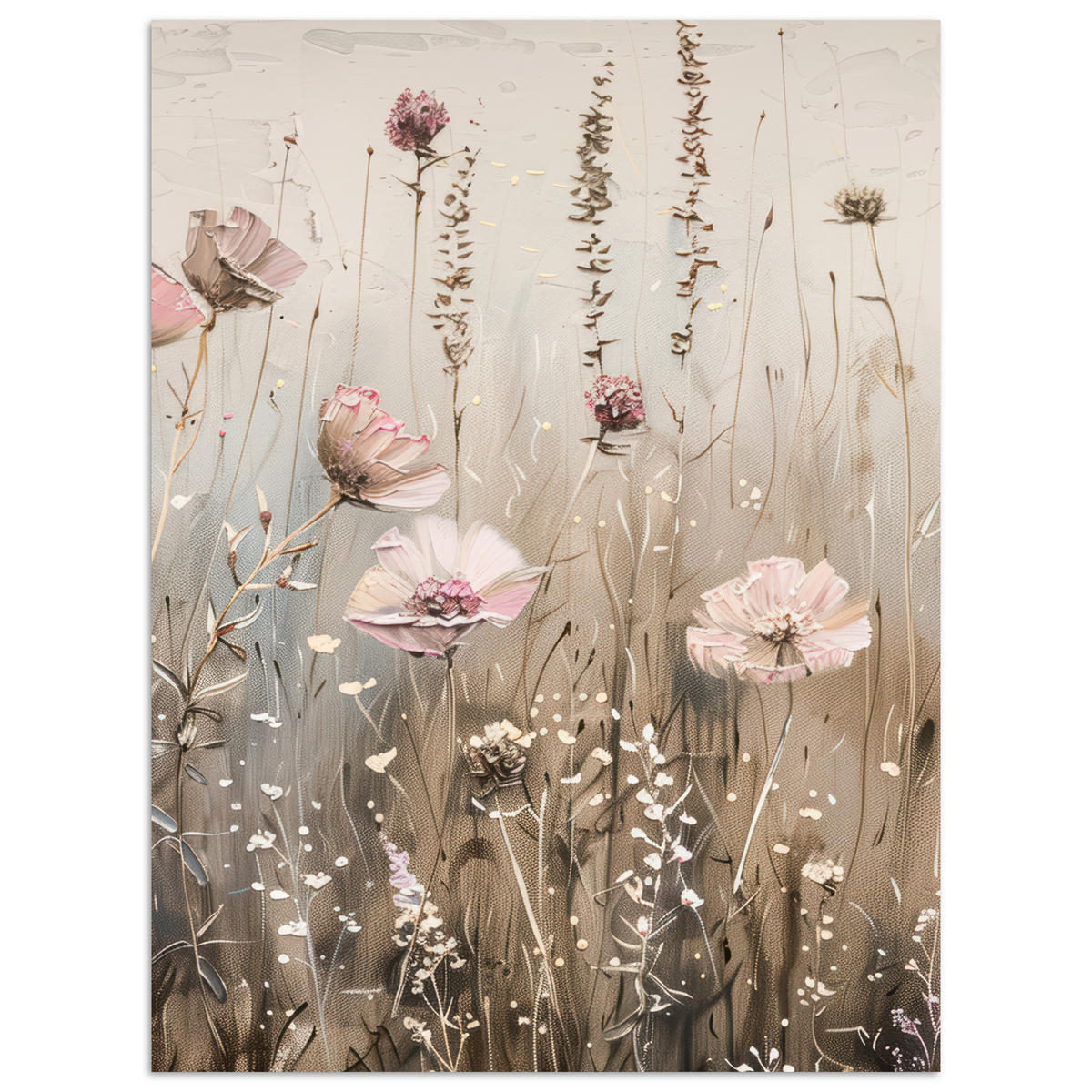 POSTER Blumen - Rosa - Modern - Beige 30x40 cm - Beige, Papier (30/40/0.1cm) - MuchoWow