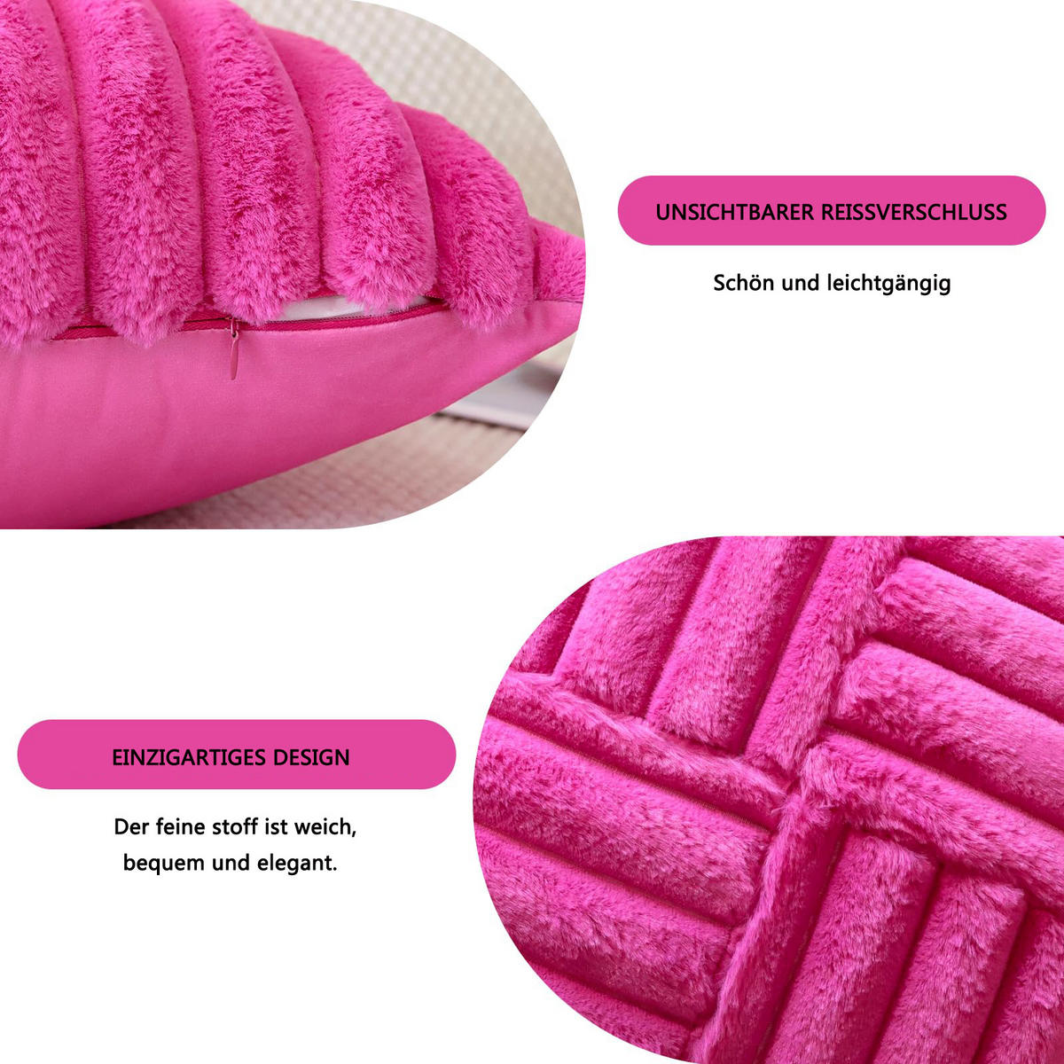 KISSENHÜLLE UNI Plüsch & Samt 45/45 cm - Magenta, Textil (45/45cm) - Kaket