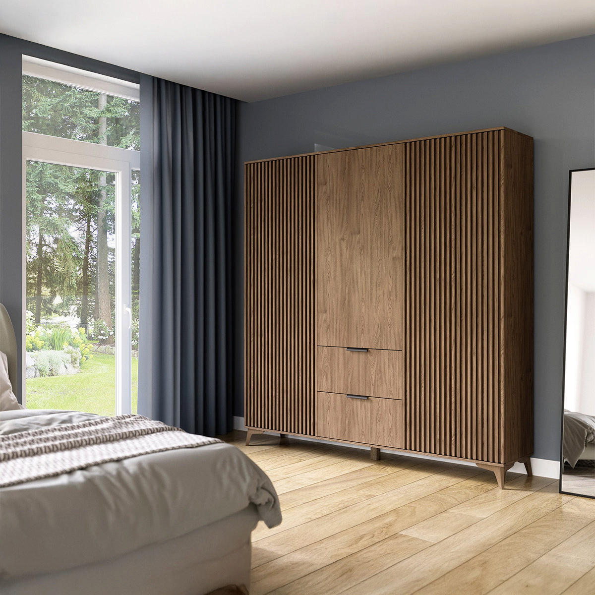 KLEIDERSCHRANK 3 Türen Esteban Holz - Braun, Holzwerkstoff (185/192/60cm) - Petits-meubles