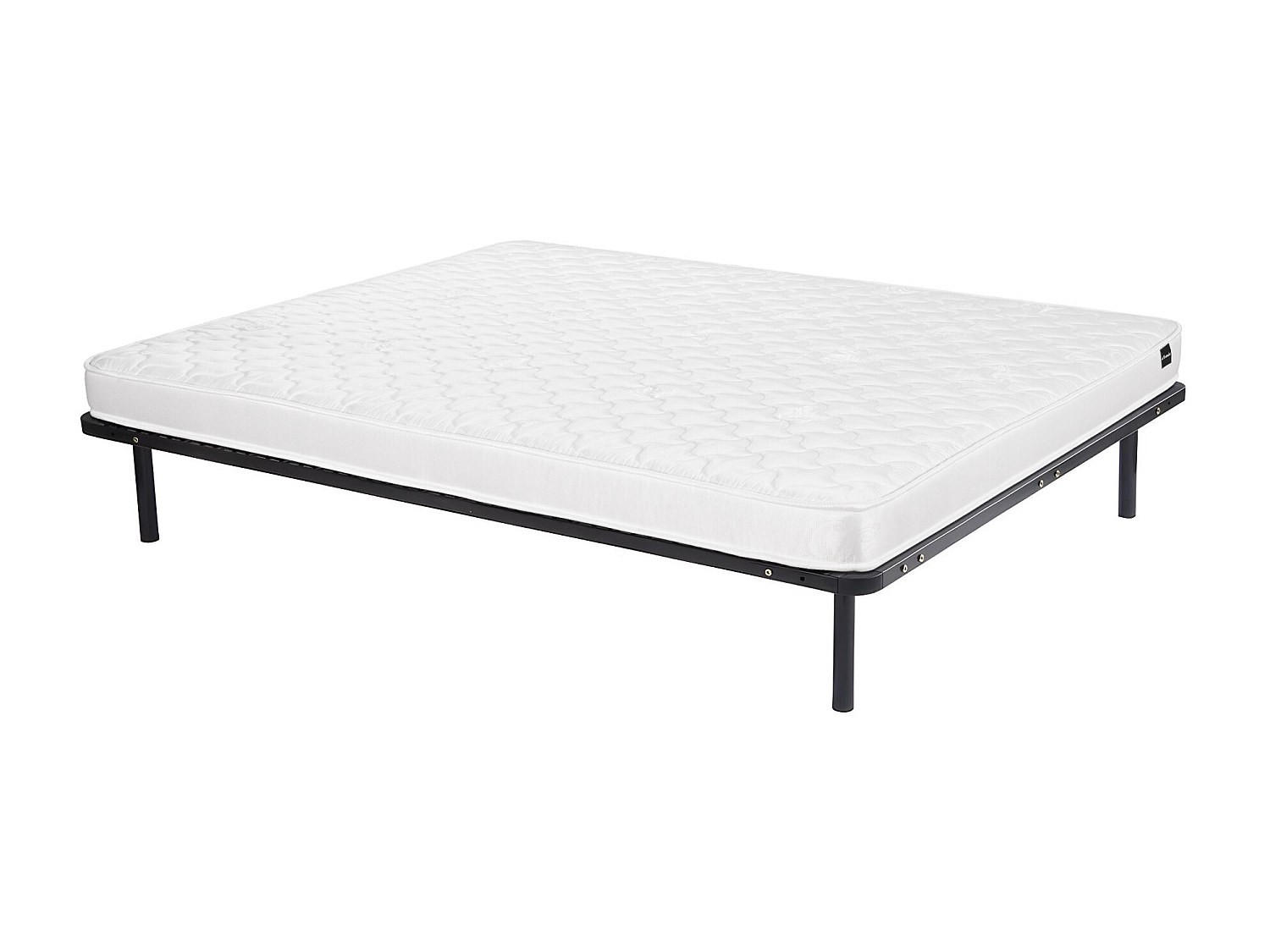 MATRATZE und Lattenrost - 2 Personen - Stoff, Metall - Schwarz, Weiß - Schwarz/Weiß, Textil/Metall (140/190cm) - Vente-Unique