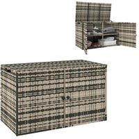 AUFLAGENBOX 118/57/69 cm mit 350 L Stauraum, Gasdruckfedern und Tragegriffen aus Stahl und PE-Rattan, Grau - Grau, Metall (57/69/118cm) - Redom