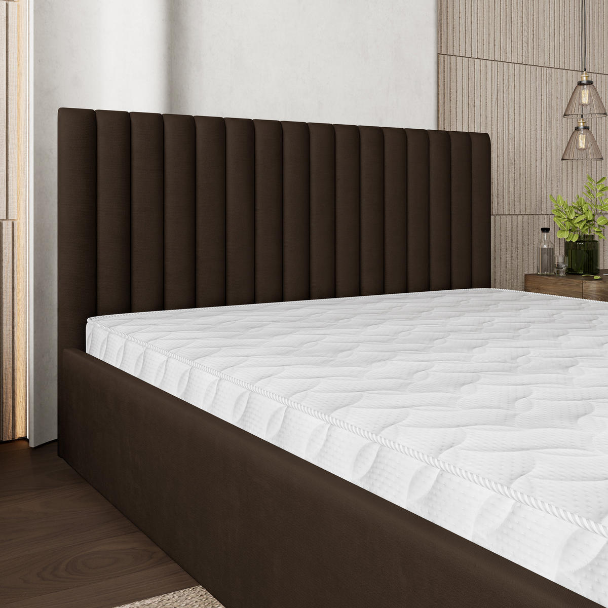 POLSTERBETT CANOVA 160x200 cm mit Bettkästen - Braun - Braun, Holz (160/200cm) - MASSENO