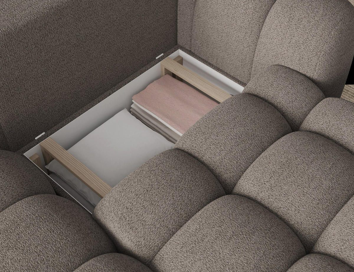 ECKSOFA COZION L-Form mit Schlaffunktion & Bettkasten – Modernes 3-Sitzer Sofa, HR-Kaltschaum, Wellenfederung, 267 × 165 cm - Schwarz/Braun, Kunststoff (165/267cm) - Wohnideebilder