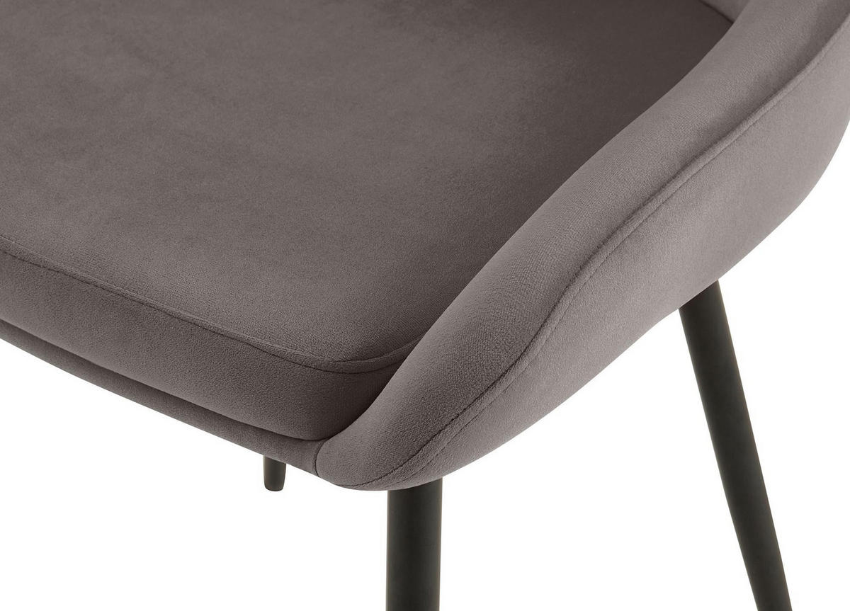 STUHL Samt Anthrazit - Anthrazit/Schwarz, Textil (50/86/53cm) - CLP