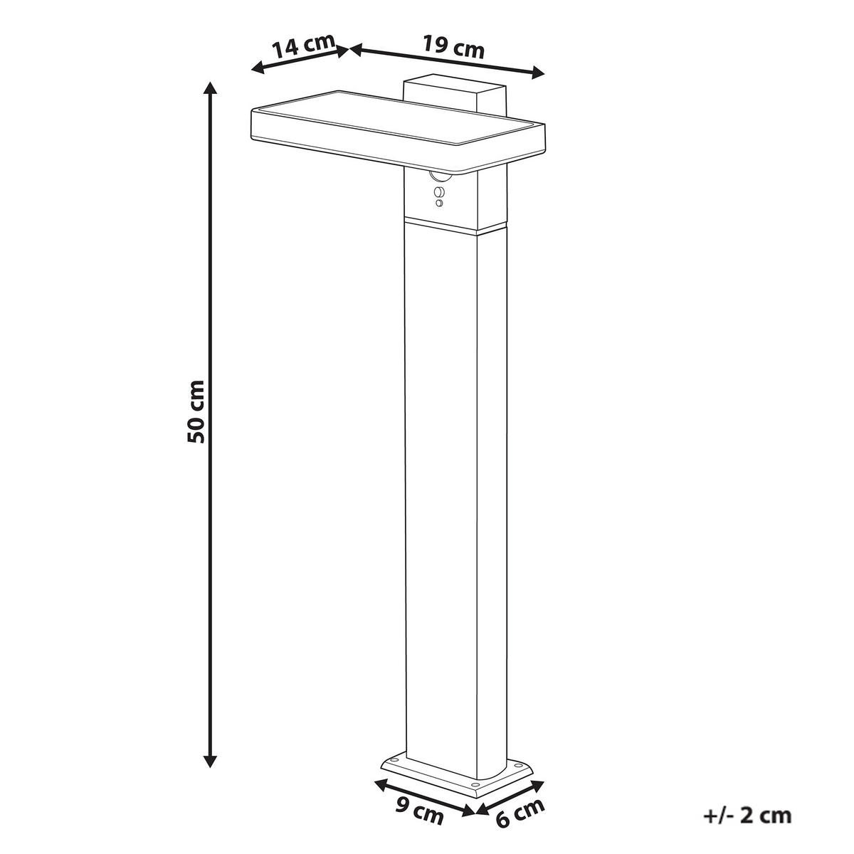 SOLAR-LED-POLLERLEUCHTE Schwarz Poplar - Schwarz, Metall (19/19/50cm) - Beliani
