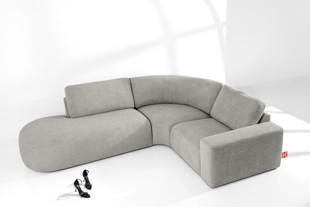 ECKSOFA LINKS ZUCCO, Hellaschgrau - Hellgrau, Holz/Holzwerkstoff (224/293cm) - KONSIMO®