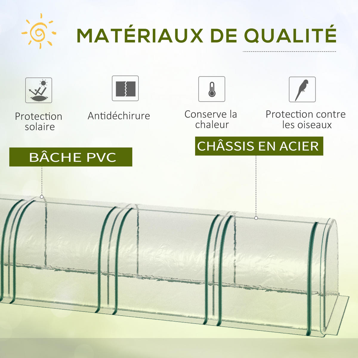 GEWÄCHSHAUS DE-11931 mit 3 Reißverschlussfenstern Grün & Transparent - Transparent, Metall (100/80/295cm) - ComfortXL