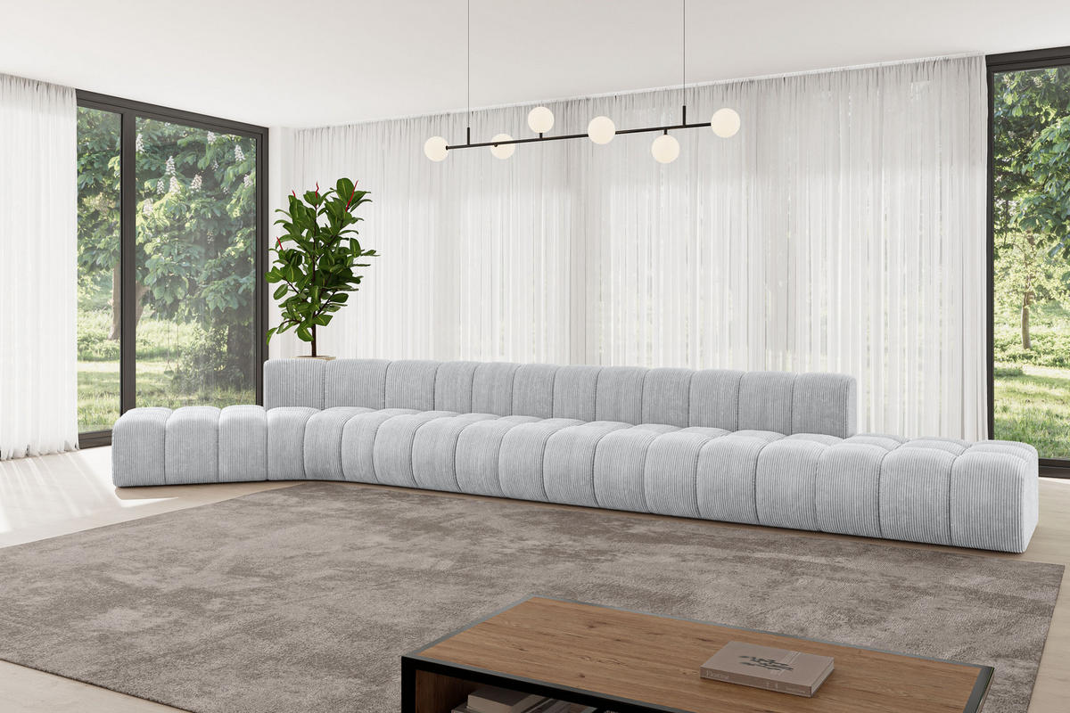 ECKSOFA modulares Sofa Solven-L3 - 562x174x70 cm Grau - Grau, Holzwerkstoff/Textil (562/174cm) - ALTDECOR