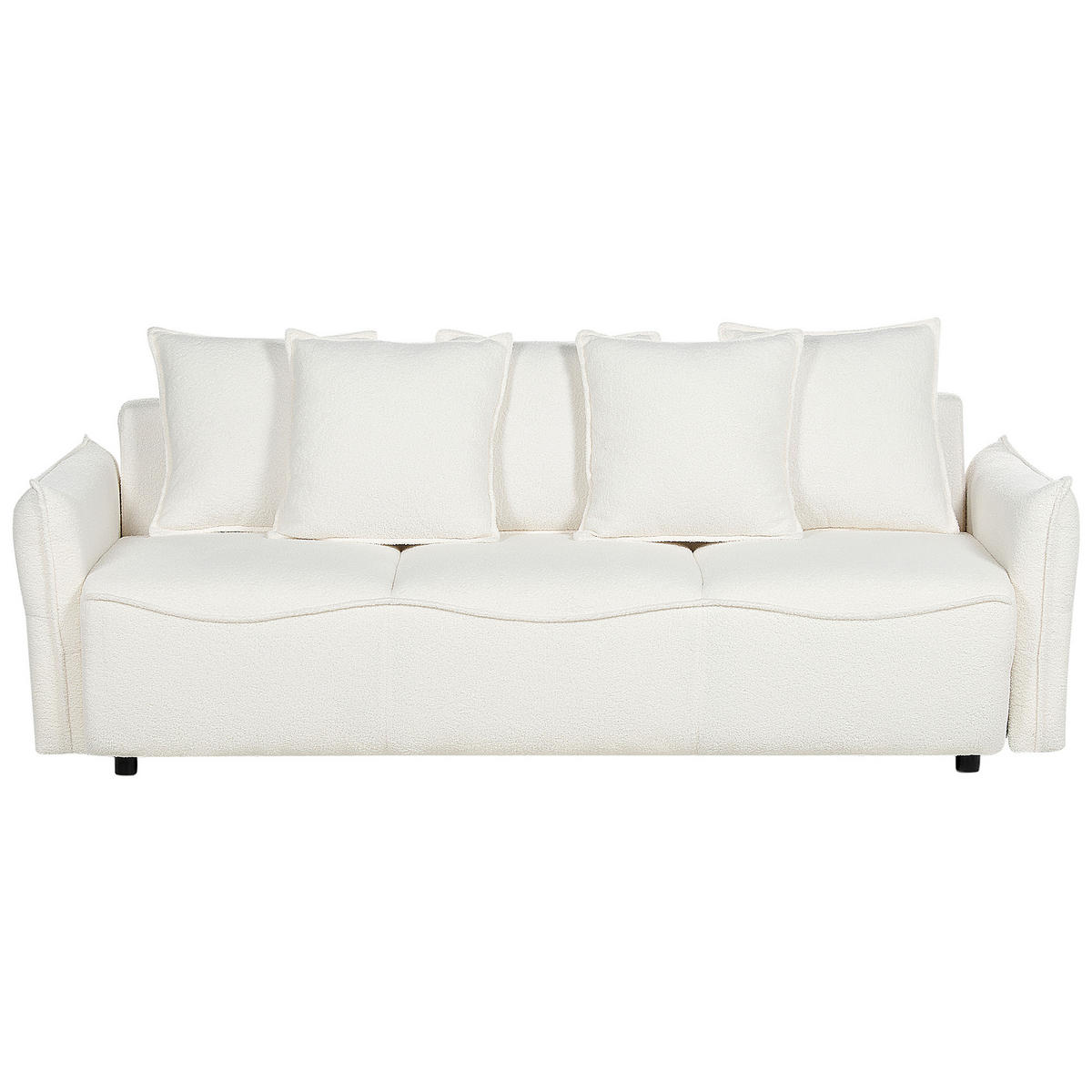 3-SITZER-SCHLAFSOFA Bouclé cremeweiß mit Stauraum Krama - Schwarz/Weiß, Textil (225/87/99cm) - Beliani