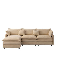 ECKSOFA 267/154/85 cm Leichter Kaffee mit Chaiselongue und Hocker - Cappuccino, Textil (267/154cm) - Oxeza