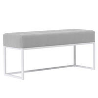 POLSTERBANK PURE 90 cm Metallgestell, Weiß / Grau - Weiß/Grau, Textil/Metall (90/44/30cm) - Idohome
