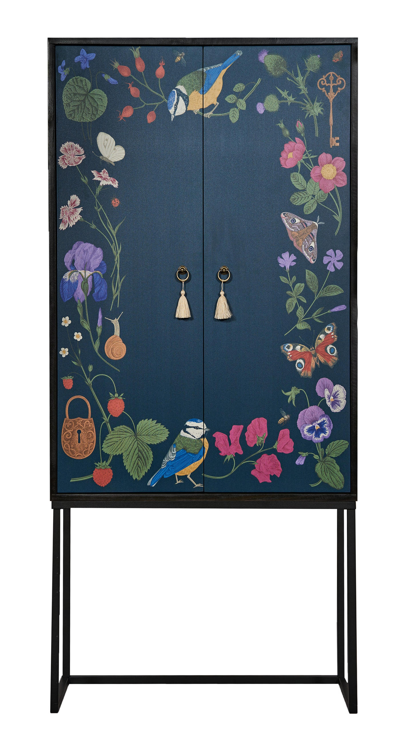 SCHRANK-SIDEBOARD aus MDF mit grünem und fliederfarbenem Blumenmuster ALVA VERA - Multicolor, Holzwerkstoff (75/165/45cm) - RNT By Really Nice Things