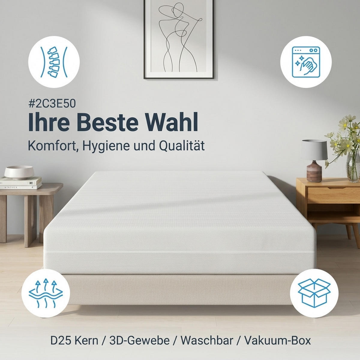 KALTSCHAUMMATRATZE 120/200 cm Weiß Höhe 20cm - Weiß, Textil (120/200cm) - Oxeza
