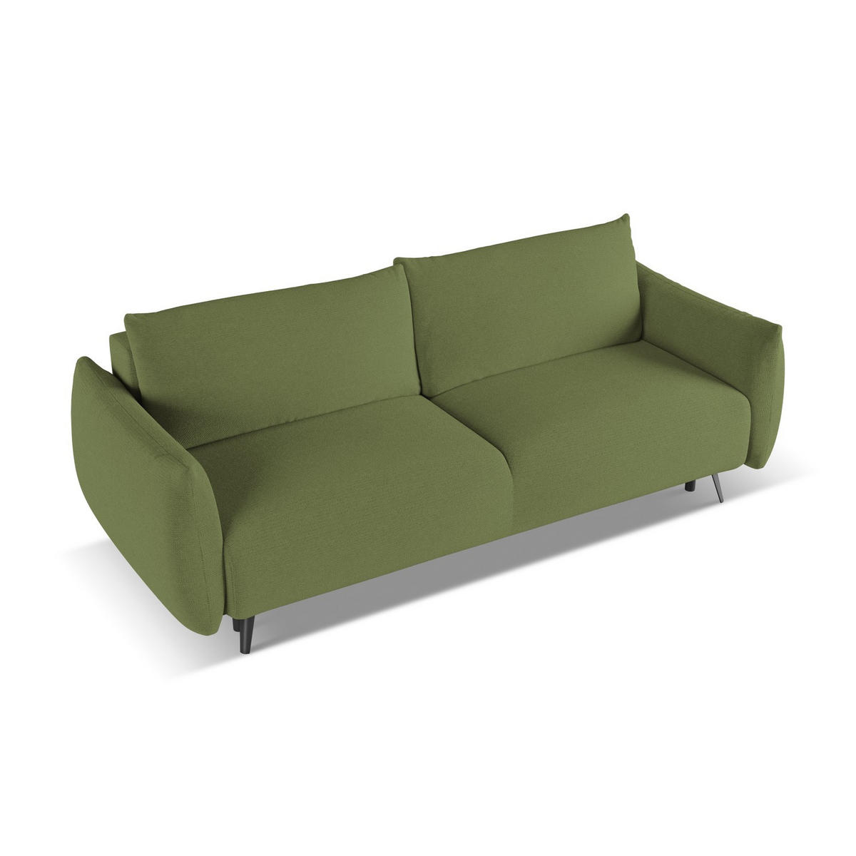 3-SITZER SOFA mit Schlaffunktion Chenille Stoff Grün - Dunkelgrün/Schwarz, Textil/Metall (230/86/105cm) - LaMiaSofa