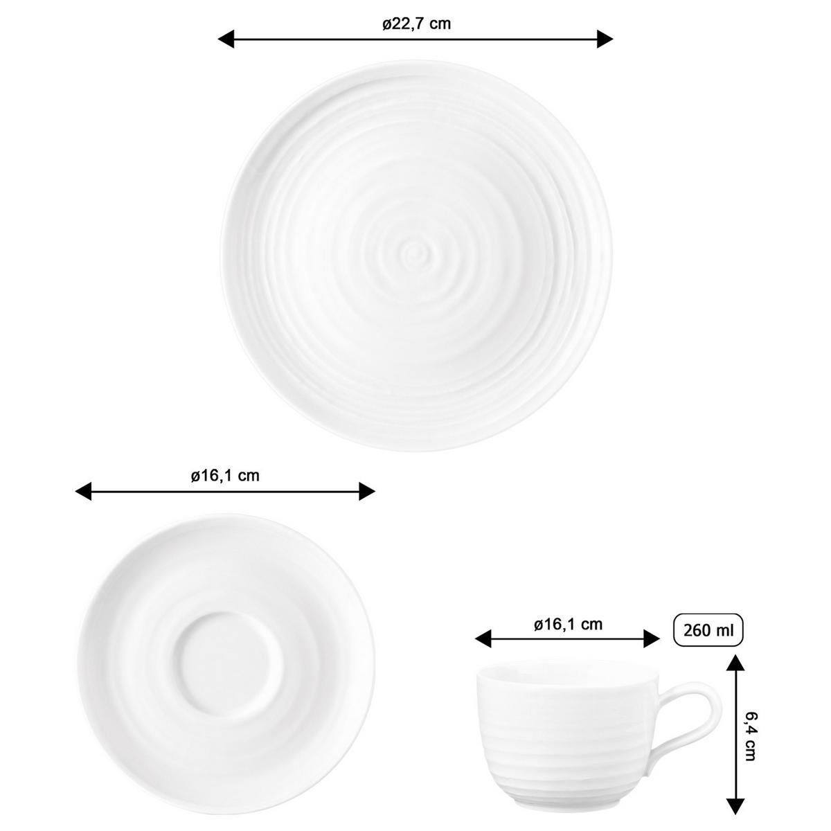 KAFFEESERVICE Terra Uni weiß 18er Set - Weiß, Keramik (24/18.1/43cm) - Seltmann Weiden