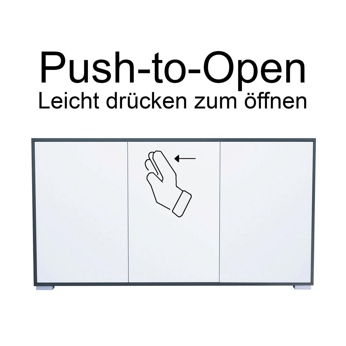 SIDEBOARD Elena, Kommode mit Push-to-Open, Made in Germany, Moderner Schrank, Anthrazit matt/Eiche Evoke (152,5 x 83 x 37 cm) - Eiche Wotan, Holzwerkstoff (152.5/83/37cm) - InnoFurn