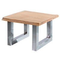 COUCHTISCH aus Massivholz in Braun, Landhaus-Stil mit Baumkanten und Metallbeinen, Maße 58x40x60 cm - Beige/Silberfarben, Holz/Metall (58/60/40cm) - KADIMA DESIGN