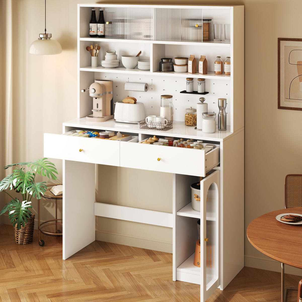 KÜCHENSCHRANK mit Arbeitsfläche 120 x 45 x 180 cm MDF Weiß - Weiß, Holzwerkstoff (45/180/120cm) - Meubliv