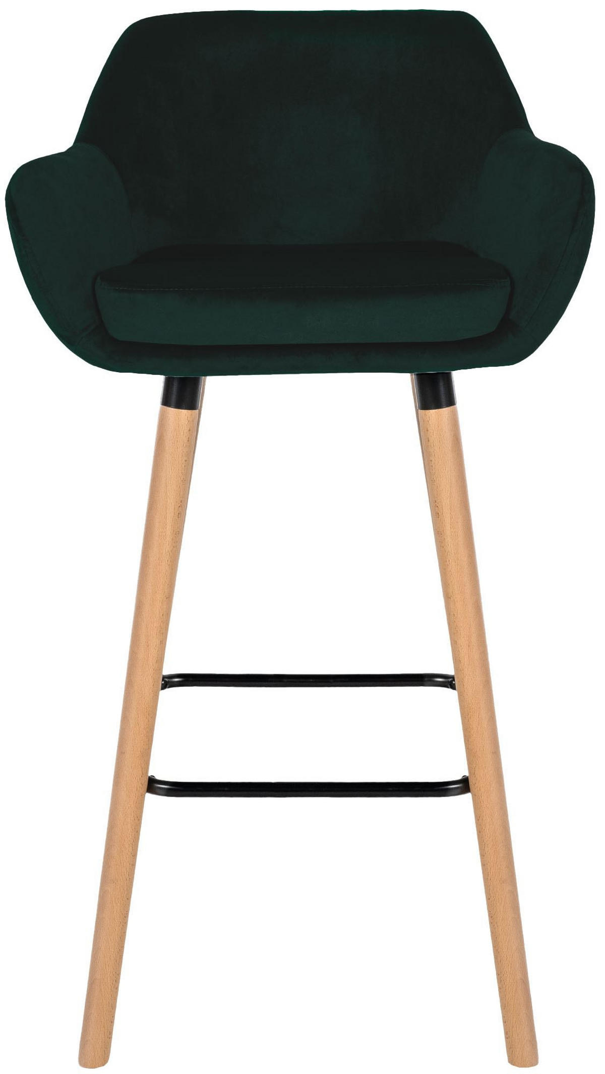 BARHOCKER 2er Set Samt Grün - Eukalyptusholzfarben/Grün, Holz/Textil (51/101/50cm) - CLP