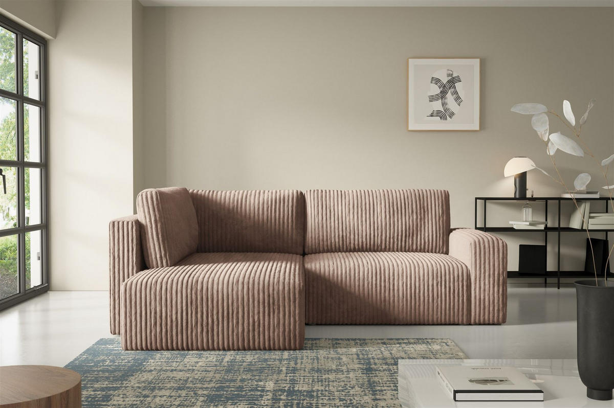 ECKSOFA Natalia Xl - Beige, Holzwerkstoff/Textil (182/245cm) - Fun Möbel
