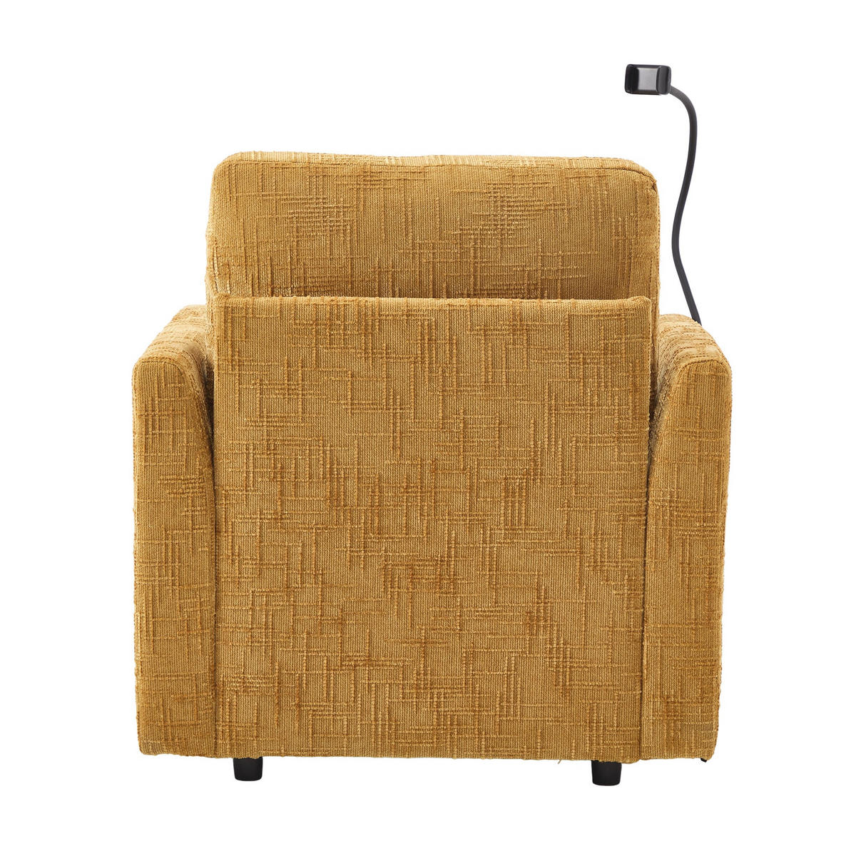 SCHLAFSOFA in Senfgelb aus Chenille mit Handyhalterung & Stauraum - Gelb/Grün, Textil (84/87/125cm) - Urban Meuble