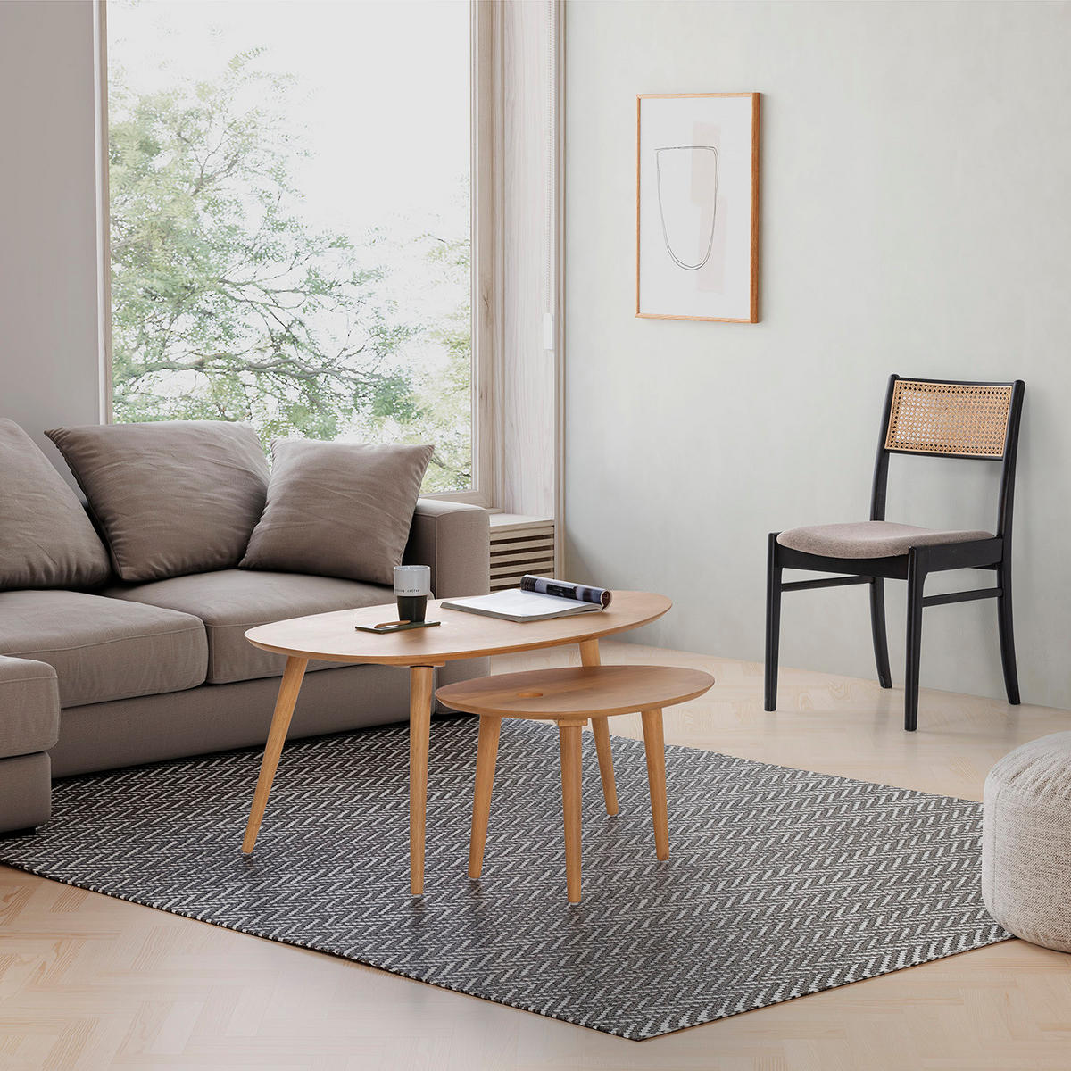 COUCH-/BEISTELLTISCH-SET Eclipse Eichenfarbe - Honigeiche, Holz (45/100/60cm) - VS Venta-stock