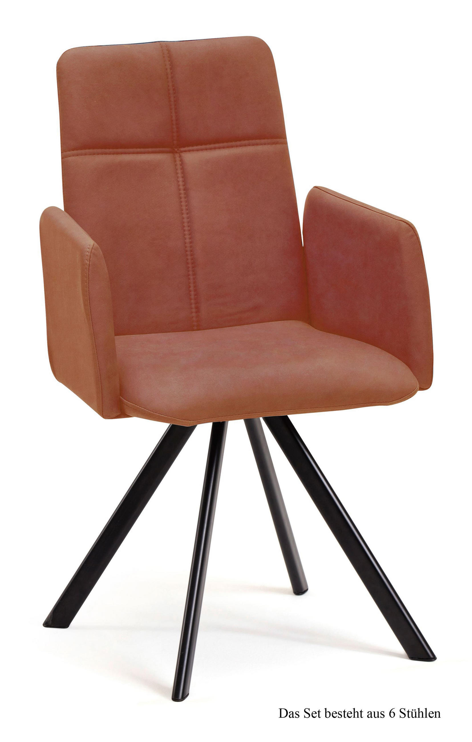 ARMLEHNSTUHL (6er-Set) Dawna 52x92x60 Schwarz/Cognac - Cognac/Schwarz, Kunststoff (60/92/52cm) - 58aufmkessel