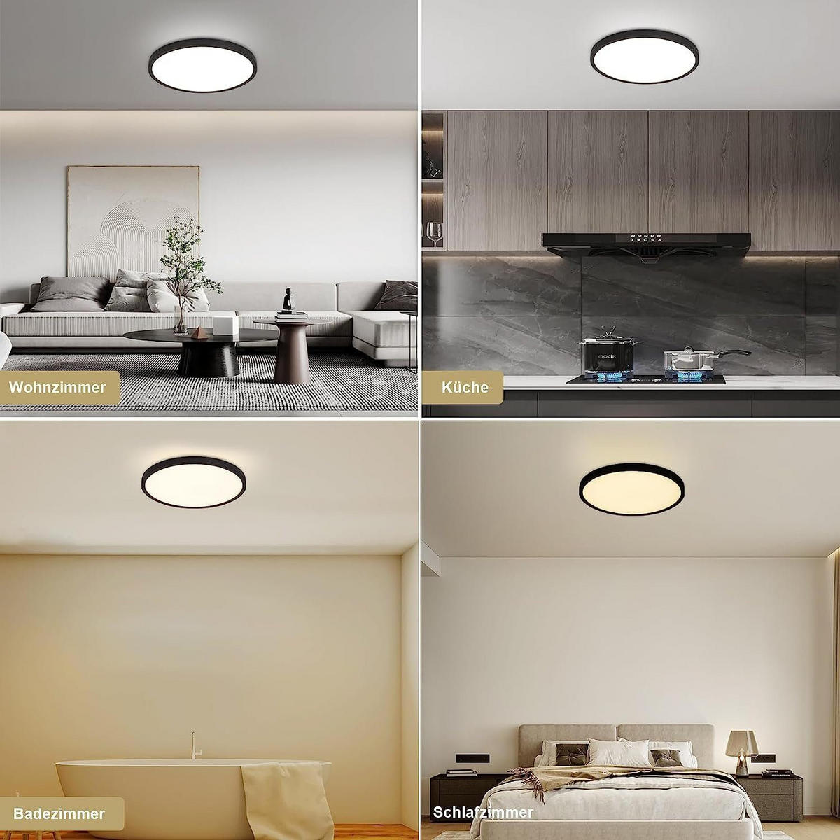 LED DECKENLEUCHTE Gibson 30/30/2 - Schwarz, Kunststoff (30/30/2cm) - Nettlife