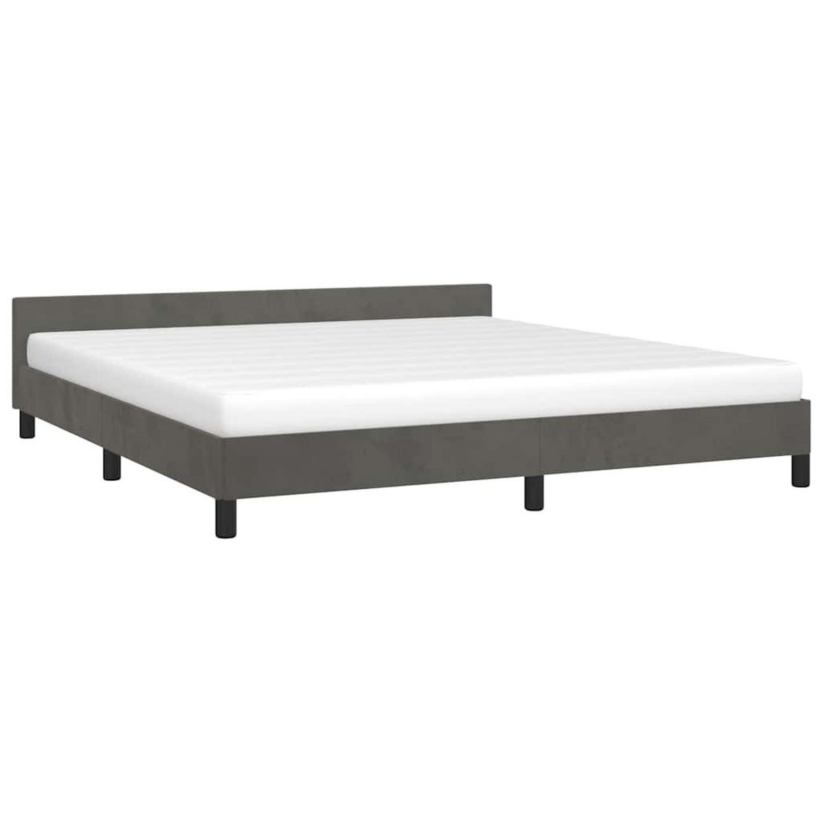 BETTGESTELL ohne Matratze Dunkelgrau 160x200 cm Samt - Grau, Textil - furnicato