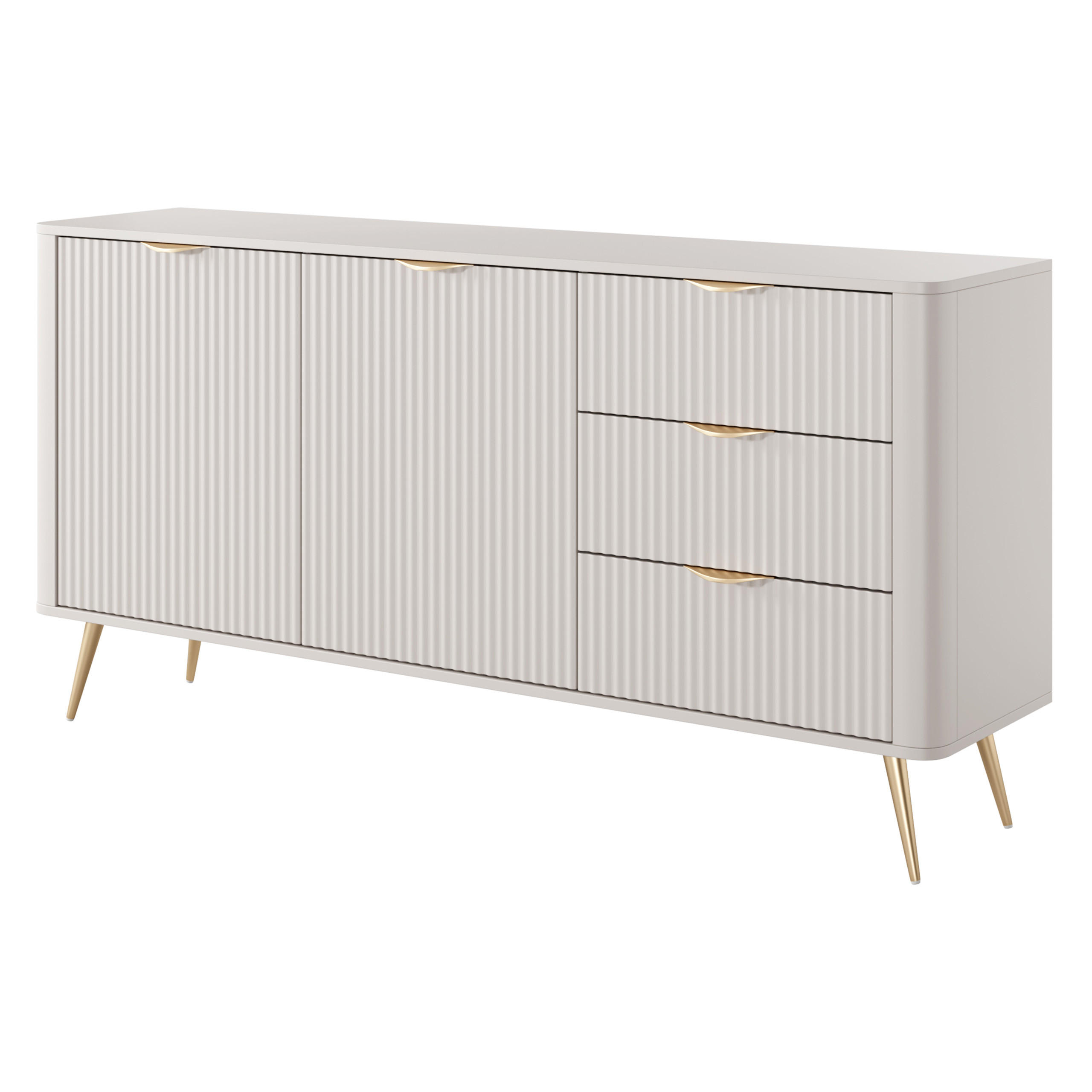 SIDEBOARD LANTANA 163/81/38 cm mit 3 Schubladen und 2 Türen Beige - Beige, Holzwerkstoff (163/81/38cm) - MASSENO