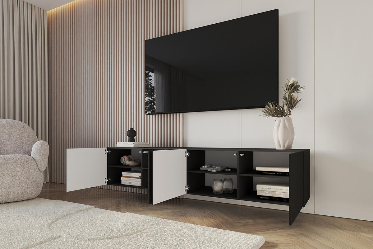 LOWBOARD NOA-2-W 2x100x40x41 cm - Schwarz - Schwarz, Holzwerkstoff (200/40/41cm) - ALTDECOR