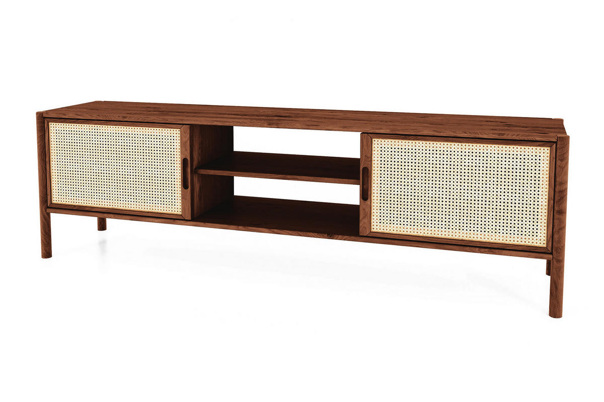 TV-SCHRANK INA Wildeiche - Dunkelbraun, Holz (204/64/46cm) - byoak