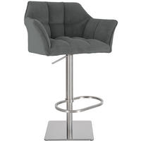 BARHOCKER Cord Grau - Edelstahlfarben/Grau, Textil/Metall (64/88/45cm) - CLP