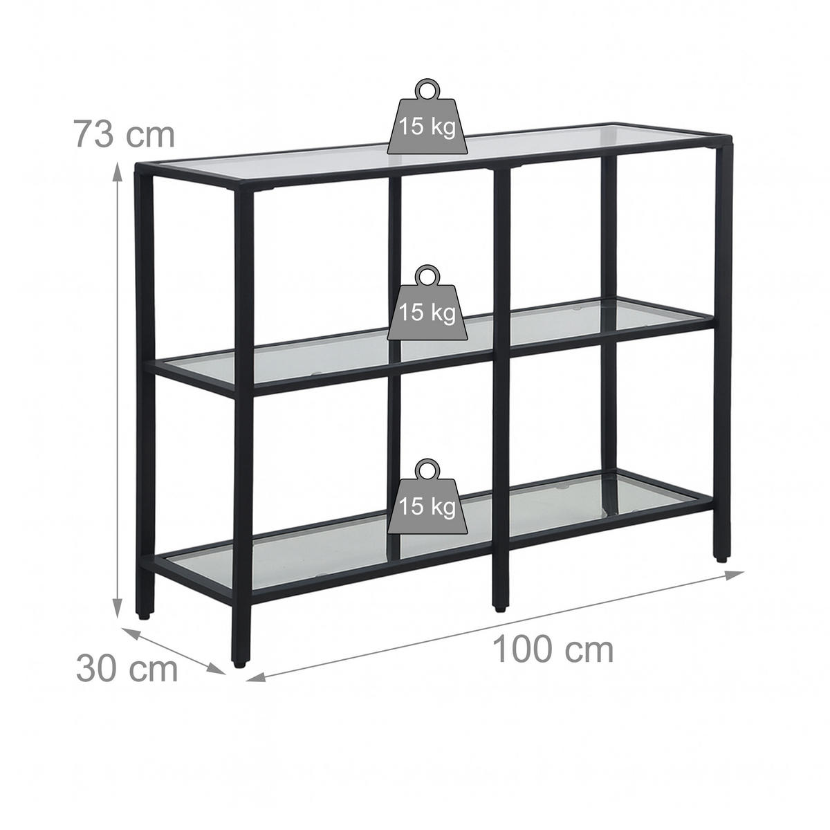 KONSOLENTISCH - Multicolor, Glas/Metall (30/100/73cm) - Relaxdays