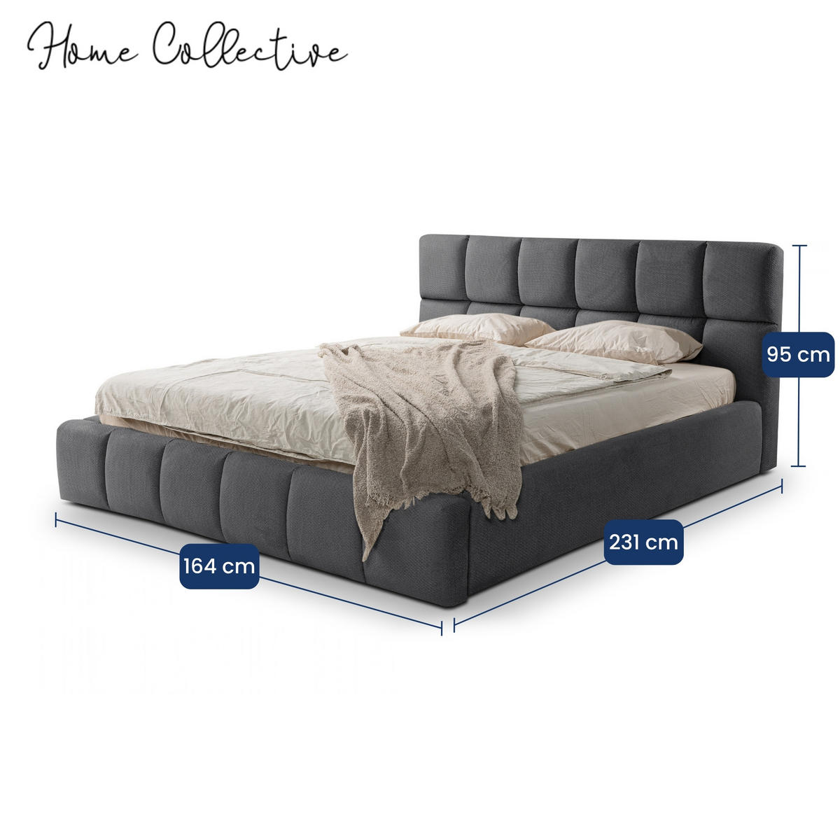 POLSTERBETT mit Stauraum 140x200 cm in Dunkelgrau - Dunkelgrau, Textil (140/200cm) - Home Collective