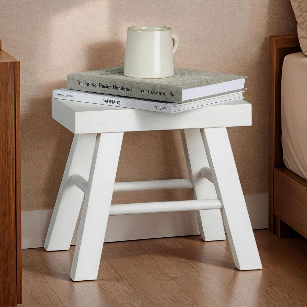 HOCKER ROSAL weiß - Weiß, Holz (32/30/17cm) - CARO-Möbel