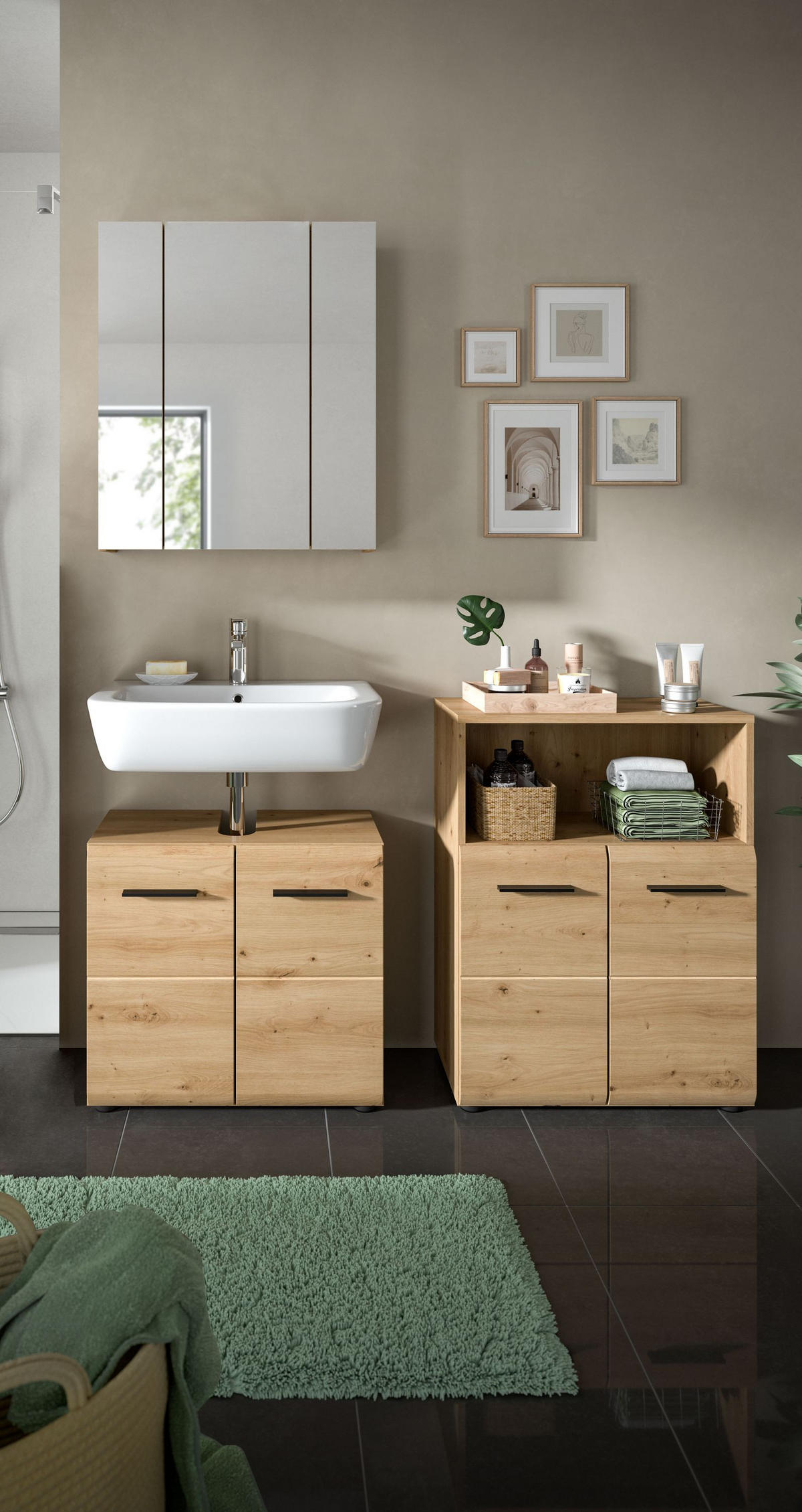 BAD-SET ICE 3-tlg. (B/H/T: ca. 135/185/30 cm) in Artisan Oak Nachbildung/Artisan Oak Nachbildung - Eiche Artisan, Holz (135/185/30cm)