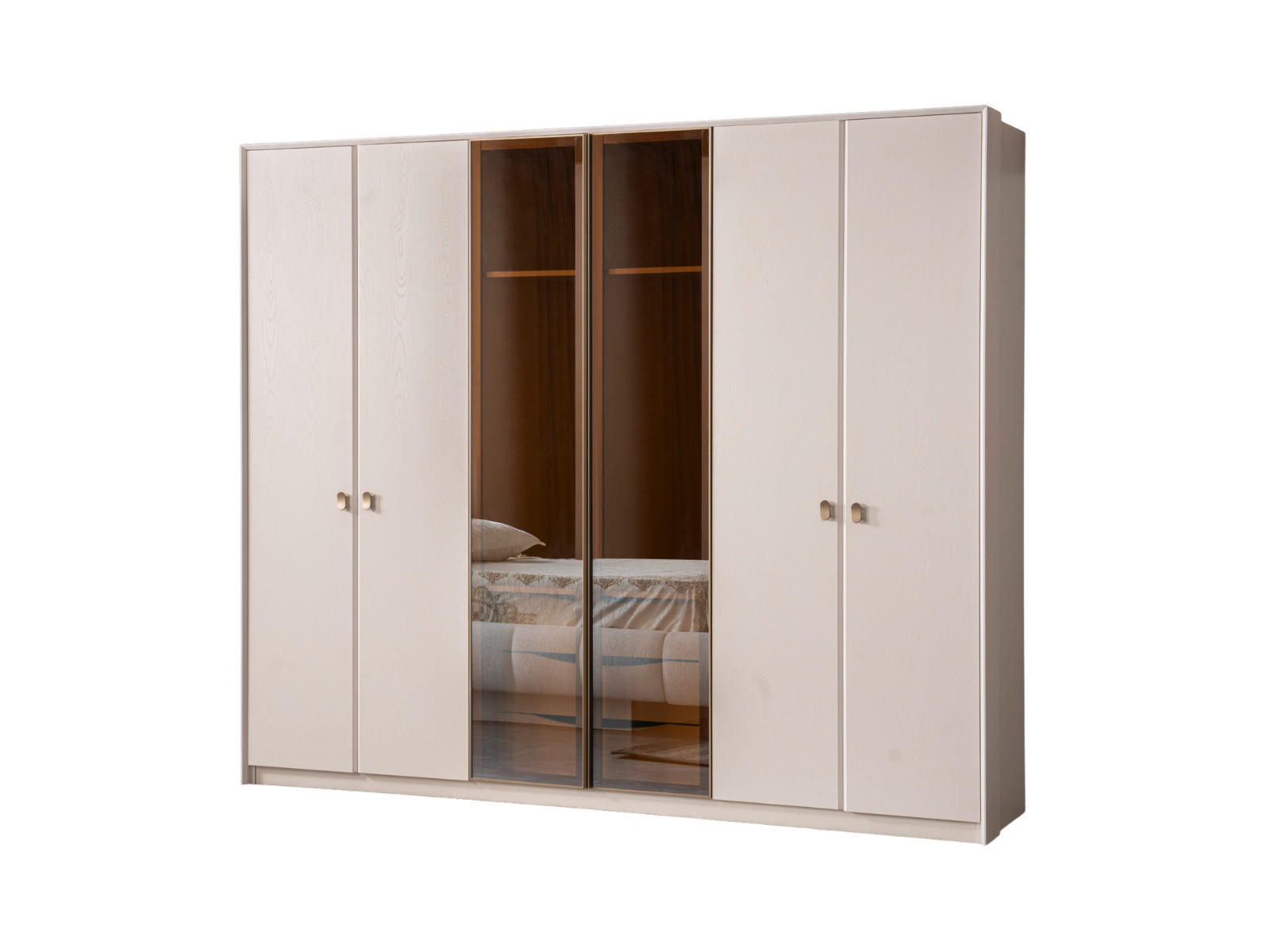 KLEIDERSCHRANK Eos 6 trg. - Beige, Holzwerkstoff (260/223/55cm)